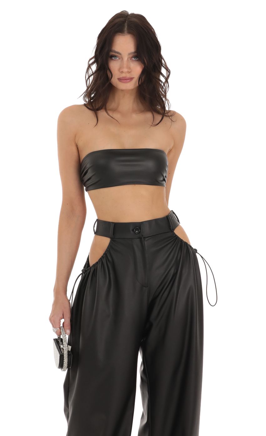 Picture Lava Pleather Cutout Two Piece Set in Black. Source: https://media.lucyinthesky.com/data/Aug23/850xAUTO/82e3be0c-cea0-42f2-9f18-92674314e572.jpg