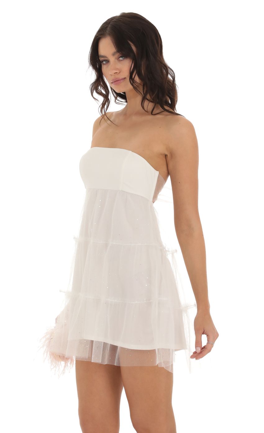 Picture Sedna Tulle Shimmer Babydoll Dress in White. Source: https://media.lucyinthesky.com/data/Aug23/850xAUTO/a940ff65-17f8-40f8-ab0e-91eccd9d5985.jpg