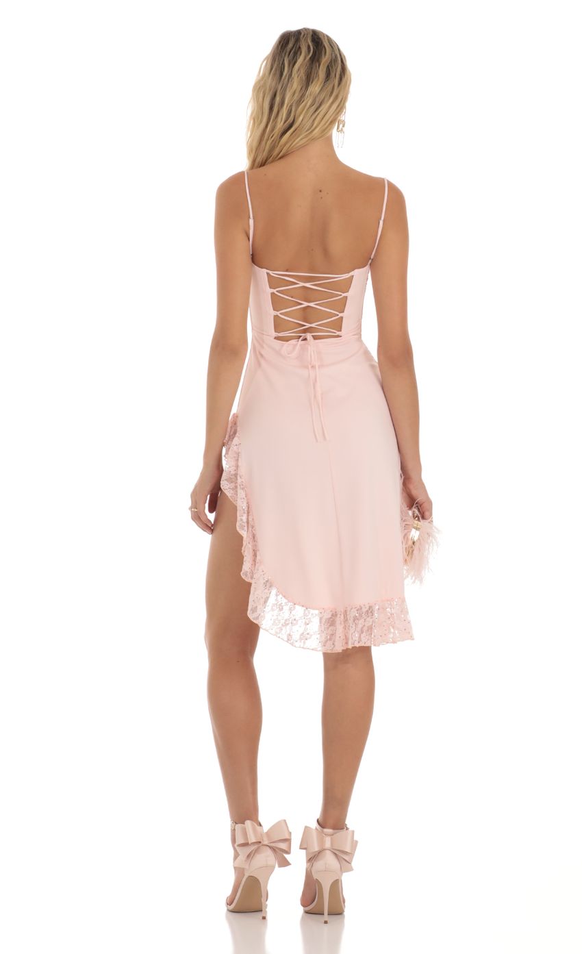 Picture Asa Lace Sequin Ruffle Slit Dress in Pink. Source: https://media.lucyinthesky.com/data/Aug23/850xAUTO/b45ec415-d474-4d14-aee6-2030ad2bc227.jpg