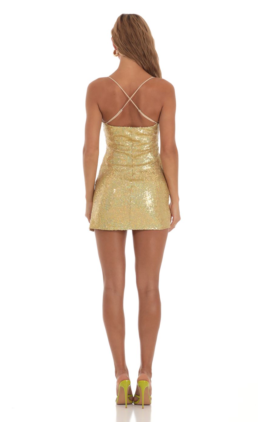 Picture Yolanda Sequin Side Slit Dress in Gold. Source: https://media.lucyinthesky.com/data/Aug23/850xAUTO/bc9df757-8cff-456a-a289-410d8464d986.jpg