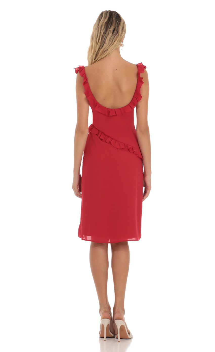 Picture Kofi Ruffle Dress in Red. Source: https://media.lucyinthesky.com/data/Aug23/850xAUTO/d94445e9-6aac-4de0-b014-9395b715a285.jpg