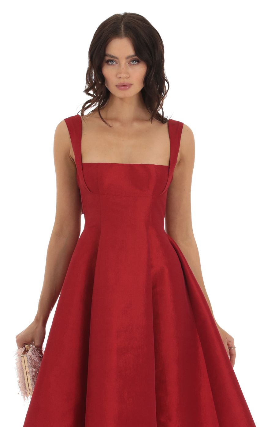 Picture Persephone Flare Midi Dress in Red. Source: https://media.lucyinthesky.com/data/Aug23/850xAUTO/dbada987-03eb-4331-a7c2-c3374902c82c.jpg