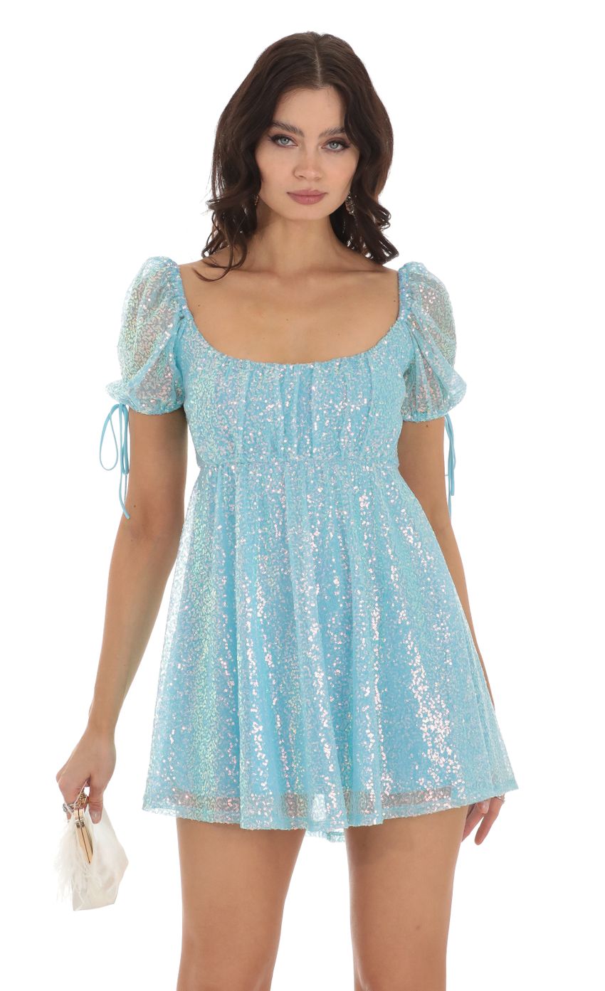 Picture Leilani Sequin Baby Doll Dress in Blue. Source: https://media.lucyinthesky.com/data/Aug23/850xAUTO/ee0b779b-a73d-4fa9-9ad8-1d8161f11b72.jpg