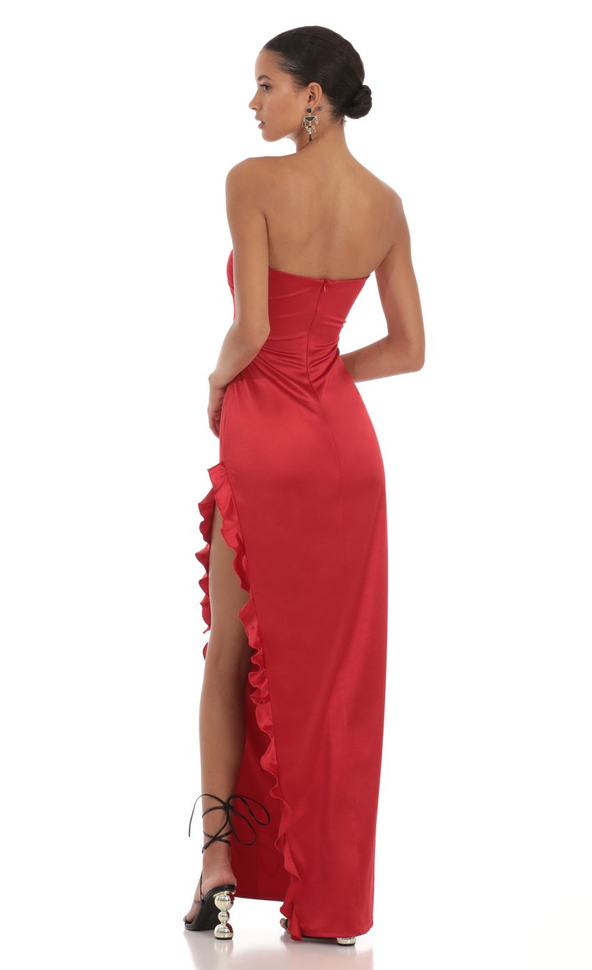 Ziva Satin Strapless Dress in Red | LUCY IN THE SKY