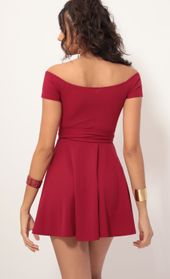 Picture thumb Ambrose Pleated A-line Dress in Red. Source: https://media.lucyinthesky.com/data/Dec19_1/170xAUTO/781A0211.JPG