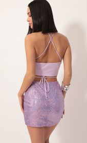 Picture thumb Eva Iridescent Sequin Set in Lilac. Source: https://media.lucyinthesky.com/data/Dec19_1/170xAUTO/781A0332.JPG