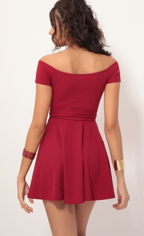 Picture Ambrose Pleated A-line Dress in Red. Source: https://media.lucyinthesky.com/data/Dec19_1/500xAUTO/781A0211.JPG