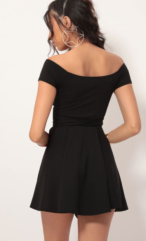Picture Ambrose Pleated A-line Dress in Black. Source: https://media.lucyinthesky.com/data/Dec19_1/500xAUTO/781A0349.JPG