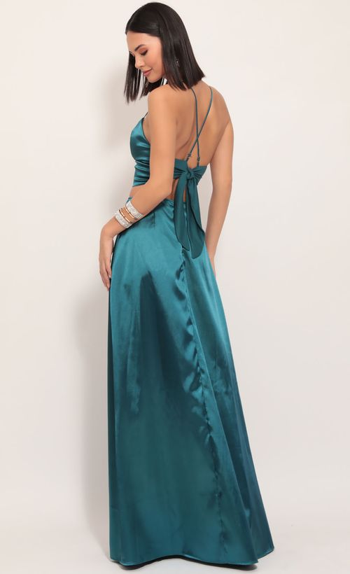 Picture Madeline Satin Maxi Set in Teal. Source: https://media.lucyinthesky.com/data/Dec19_1/500xAUTO/781A1594.JPG