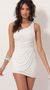 Picture Karina Asymmetric Shoulder Dress in White. Source: https://media.lucyinthesky.com/data/Dec19_1/50x90/781A1496.JPG