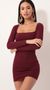 Picture Giulia Sparkling Square Neck Dress in Burgundy. Source: https://media.lucyinthesky.com/data/Dec19_1/50x90/781A9207.JPG