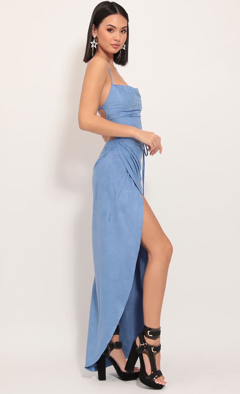 Picture Suede Luxe Maxi Dress in Porcelain Blue. Source: https://media.lucyinthesky.com/data/Dec19_1/800xAUTO/781A1493.JPG
