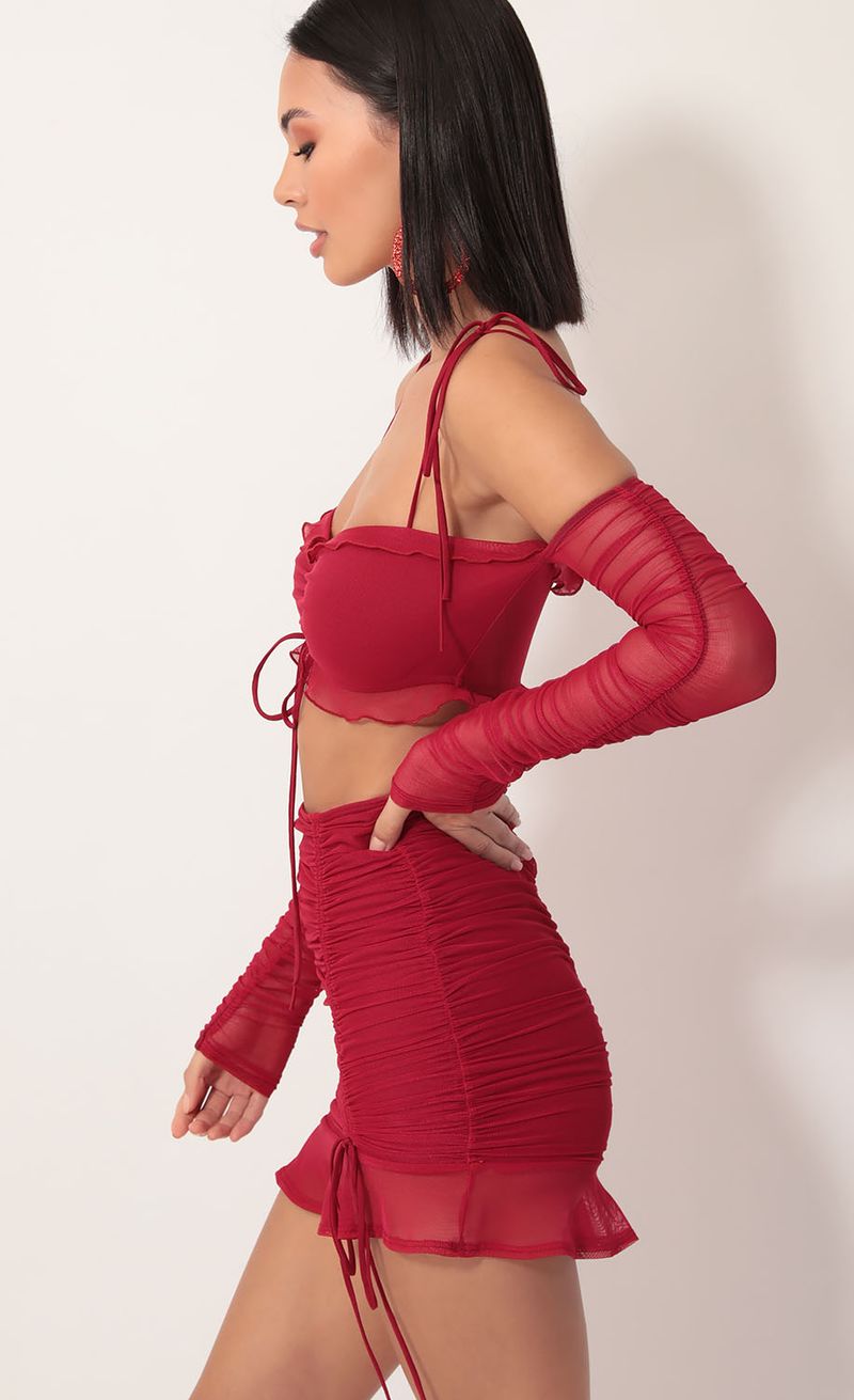 Picture Maisie Mesh Sleeve Set in Ruby Red. Source: https://media.lucyinthesky.com/data/Dec19_1/800xAUTO/781A9017.JPG