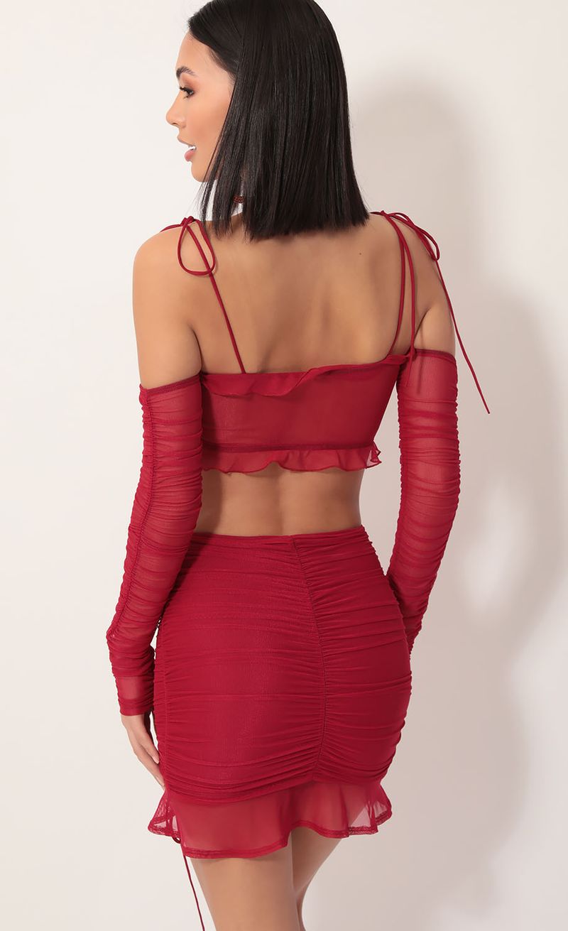 Picture Maisie Mesh Sleeve Set in Ruby Red. Source: https://media.lucyinthesky.com/data/Dec19_1/800xAUTO/781A9027.JPG