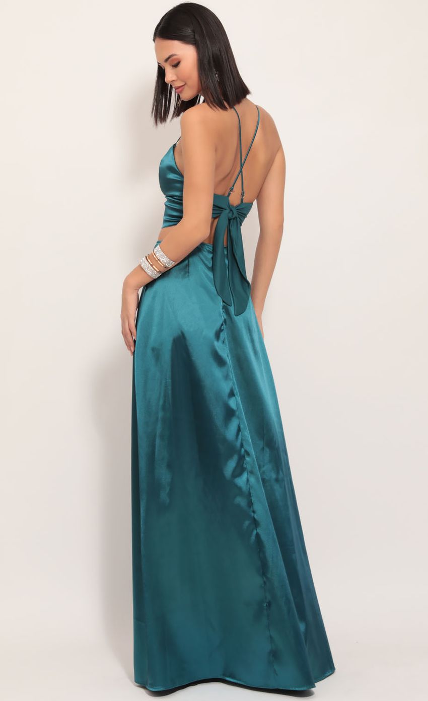 Madeline Satin Maxi Set in Teal | LUCY IN THE SKY