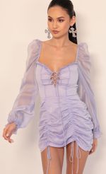 Picture Couture Chiffon Puff Sleeve Dress in Lavender. Source: https://media.lucyinthesky.com/data/Dec19_2/150xAUTO/781A3773.JPG