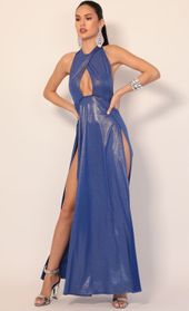 Picture thumb Halsey Halter Maxi Dress in Royal Shimmer. Source: https://media.lucyinthesky.com/data/Dec19_2/170xAUTO/781A3453.JPG