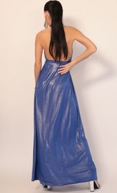Picture thumb Halsey Halter Maxi Dress in Royal Shimmer. Source: https://media.lucyinthesky.com/data/Dec19_2/170xAUTO/781A3522.JPG
