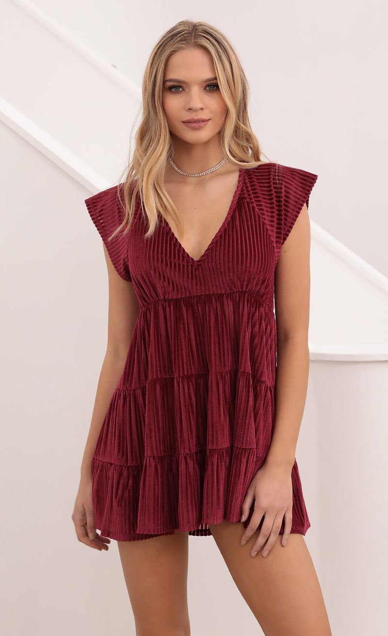 Picture Betty Baby Doll Dress in Burgundy Velvet. Source: https://media.lucyinthesky.com/data/Dec20_1/800xAUTO/1V9A7081.JPG