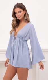 Picture thumb Kadee Bell Sleeve Romper in Powder Blue Shimmer. Source: https://media.lucyinthesky.com/data/Dec20_2/170xAUTO/1V9A0058.JPG