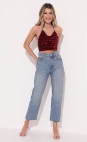 Picture thumb Tali Iridescent Sequin Halter Top in Red. Source: https://media.lucyinthesky.com/data/Dec21_1/170xAUTO/1V9A4741.JPG