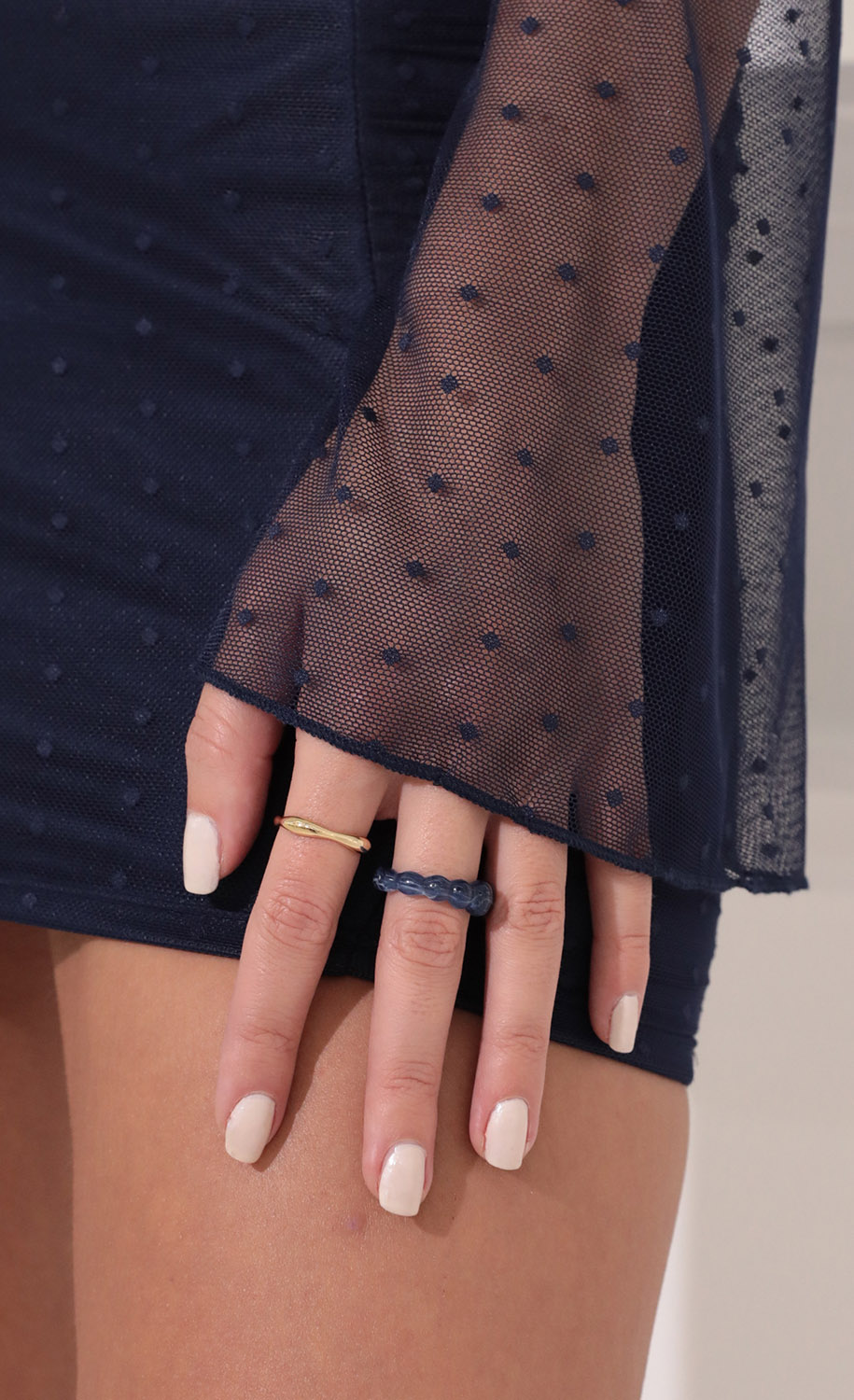 Bubble Girl Ring Set in Navy