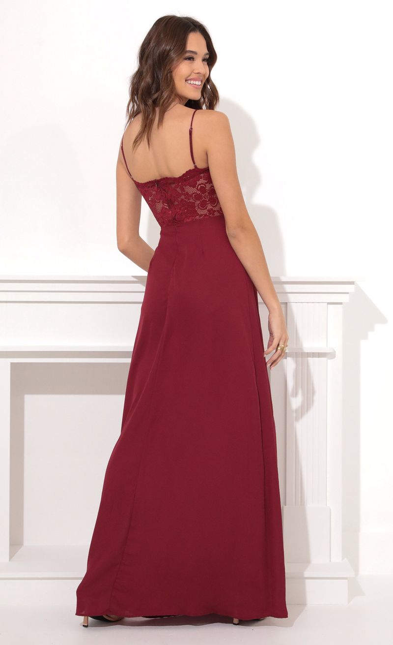 Picture Janice Cutout Maxi Dress in Ruby Red Lace. Source: https://media.lucyinthesky.com/data/Dec21_1/800xAUTO/1V9A2148.JPG