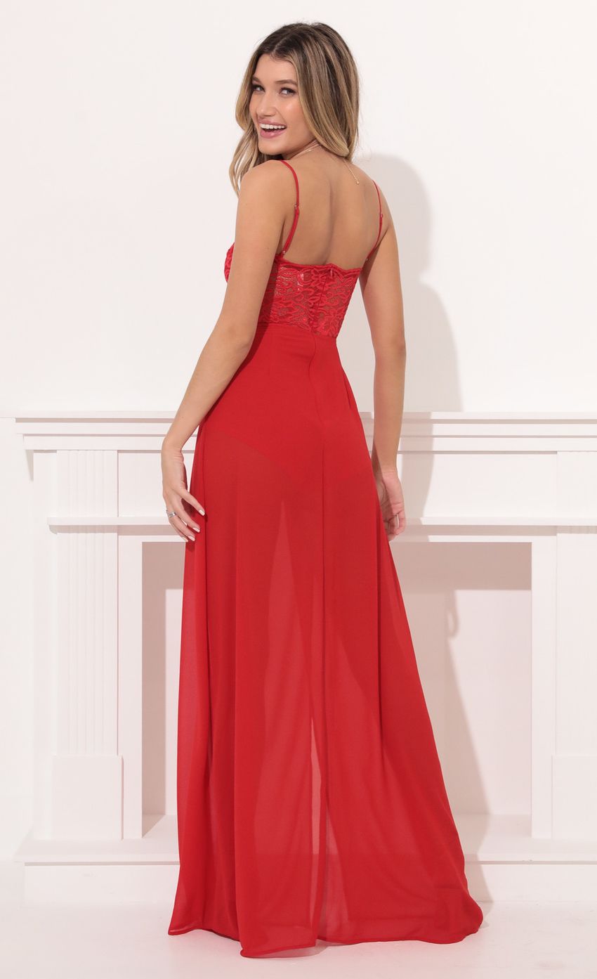 Picture Janice Cutout Maxi Dress in Red Lace. Source: https://media.lucyinthesky.com/data/Dec21_1/850xAUTO/1V9A5656.JPG