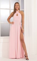 Picture Kellie Halter Maxi Dress in Pink. Source: https://media.lucyinthesky.com/data/Dec21_2/150xAUTO/1V9A7314.JPG