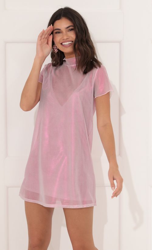 Picture Harper Dress in Shimmer Pink. Source: https://media.lucyinthesky.com/data/Dec21_2/500xAUTO/1V9A0042.JPG