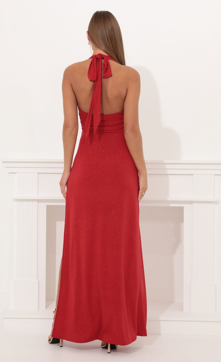 Picture Celestina Maxi Dress in Red Shimmer. Source: https://media.lucyinthesky.com/data/Dec21_2/850xAUTO/1V9A0105.JPG