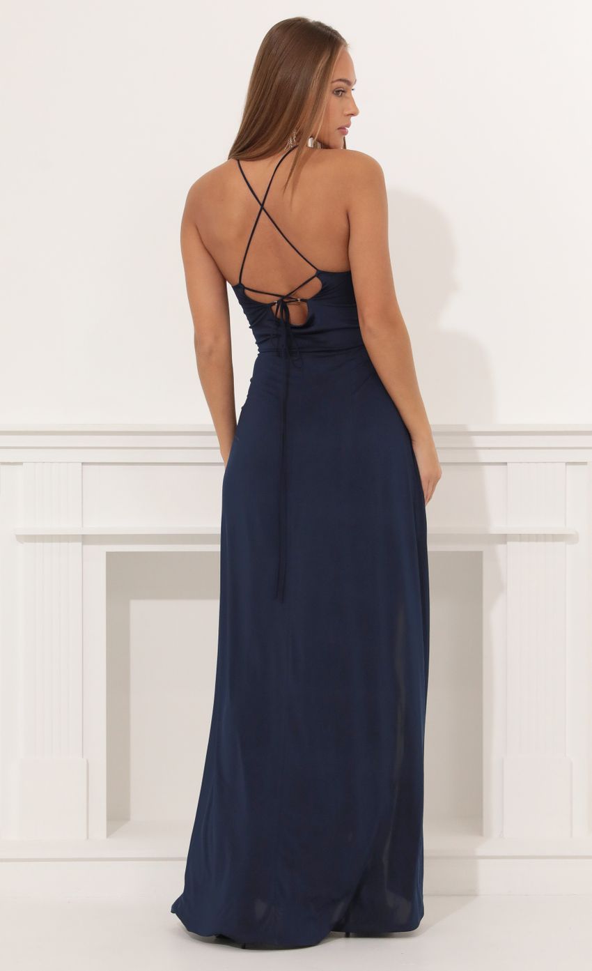 Picture Mabel Cutout Maxi Dress in Navy. Source: https://media.lucyinthesky.com/data/Dec21_2/850xAUTO/1V9A2134.JPG