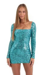 Picture Giulia Sparkling Square Neck Dress in Royal Blue Sequins. Source: https://media.lucyinthesky.com/data/Dec22/150xAUTO/2ff7cee7-1126-47fd-b5ee-06097ca61ece.jpg