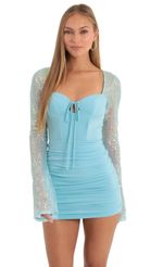 Picture Ria Sequin Long Sleeve Corset Dress in Blue. Source: https://media.lucyinthesky.com/data/Dec22/150xAUTO/751e5208-a2dd-4e87-b0db-eb845e7b8938.jpg