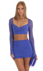 Picture Devin Mesh Two Piece Skirt Set in Blue. Source: https://media.lucyinthesky.com/data/Dec22/150xAUTO/85b4588c-bb03-4512-8725-49b9ff670f8b.jpg