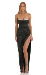 Picture Glory Sequin Bust Satin Maxi Dress in Black. Source: https://media.lucyinthesky.com/data/Dec22/150xAUTO/87806eeb-eb78-4ca4-ae38-ec9cf4d099c3.jpg