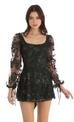 Picture Betty Floral Glitter A-Line Dress in Black. Source: https://media.lucyinthesky.com/data/Dec22/150xAUTO/a2005b50-b099-41e0-b2a7-dea96c9a679c.jpg
