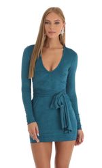 Picture Noah Suede V-Neck Dress in Teal. Source: https://media.lucyinthesky.com/data/Dec22/150xAUTO/b2a44c12-ad71-4946-a864-382c1e776d07.jpg