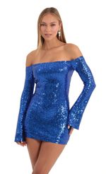 Picture Della Sequin Long Sleeve Bodycon Dress in Black. Source: https://media.lucyinthesky.com/data/Dec22/150xAUTO/c7055999-dc42-44a2-aef9-59351be31761.jpg