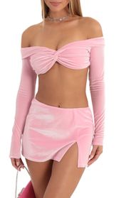 Picture thumb Katya Velvet Two Piece Skirt Set in Pink. Source: https://media.lucyinthesky.com/data/Dec22/170xAUTO/04b5684e-6908-4c01-b240-3e8edecb6e32.jpg