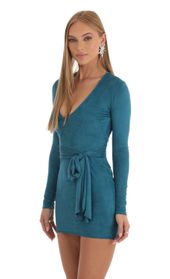 Picture thumb Noah Suede V-Neck Dress in Teal. Source: https://media.lucyinthesky.com/data/Dec22/170xAUTO/243170ef-cfa5-4694-b366-ddac93d16aa5.jpg