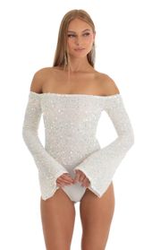 Picture thumb Das Velvet Sequin Bodysuit in White. Source: https://media.lucyinthesky.com/data/Dec22/170xAUTO/888d48e8-288e-4232-bcbd-ad76c98e12aa.jpg