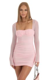 Picture thumb Braxton Mesh Long Sleeve Dress in Pink. Source: https://media.lucyinthesky.com/data/Dec22/170xAUTO/89d9e0a7-ddcb-437f-951b-de58e7e786d0.jpg