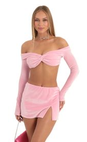 Picture thumb Katya Velvet Two Piece Skirt Set in Pink. Source: https://media.lucyinthesky.com/data/Dec22/170xAUTO/a264d440-f0ab-49da-9c05-8eecdd82139d.jpg