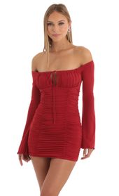 Picture thumb Camden Off The Shoulder Ruched Dress in Red. Source: https://media.lucyinthesky.com/data/Dec22/170xAUTO/d67bbfe2-461b-4f44-913e-7551a14f358f.jpg