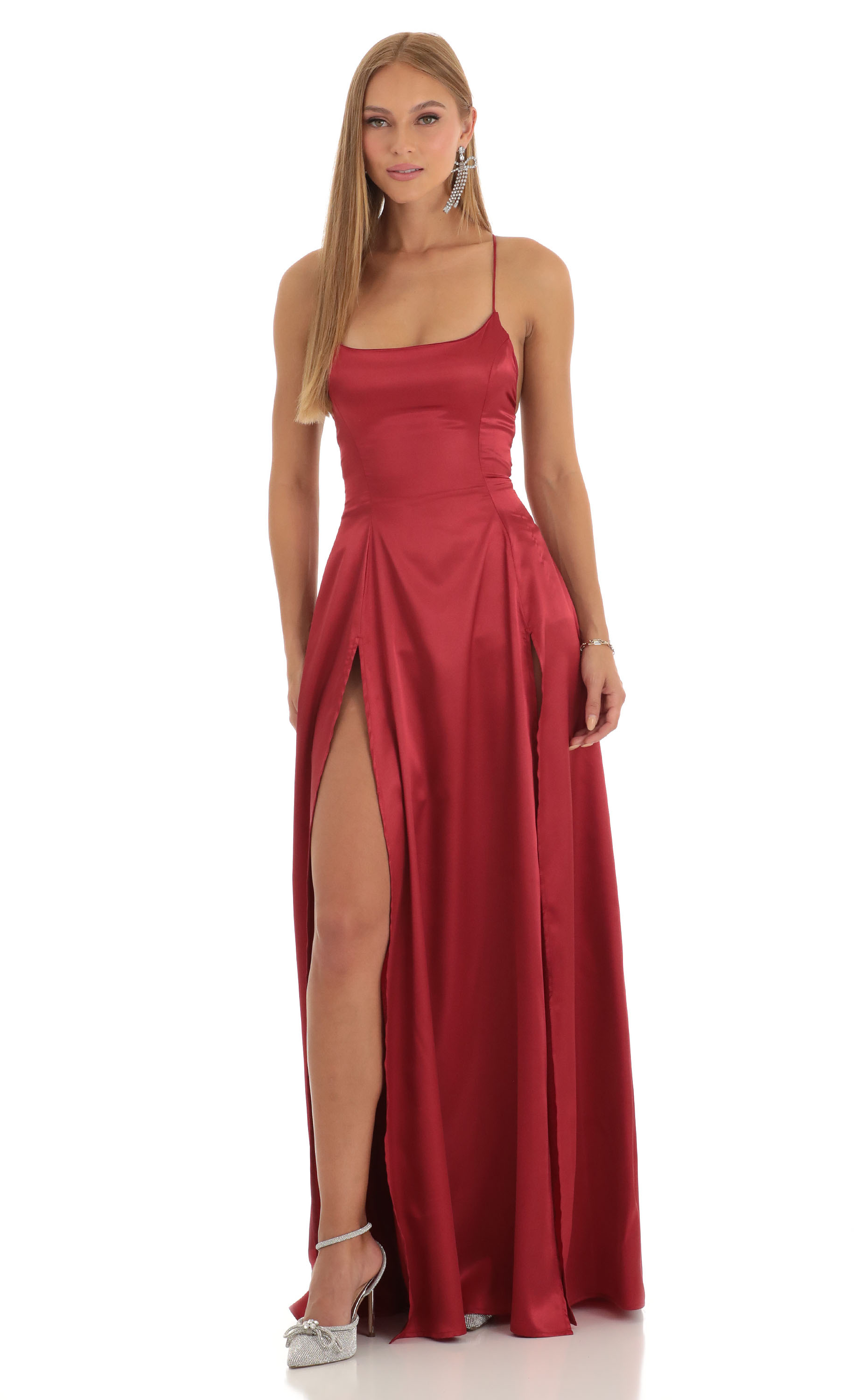 Caitlin Slit Maxi Dress in Red