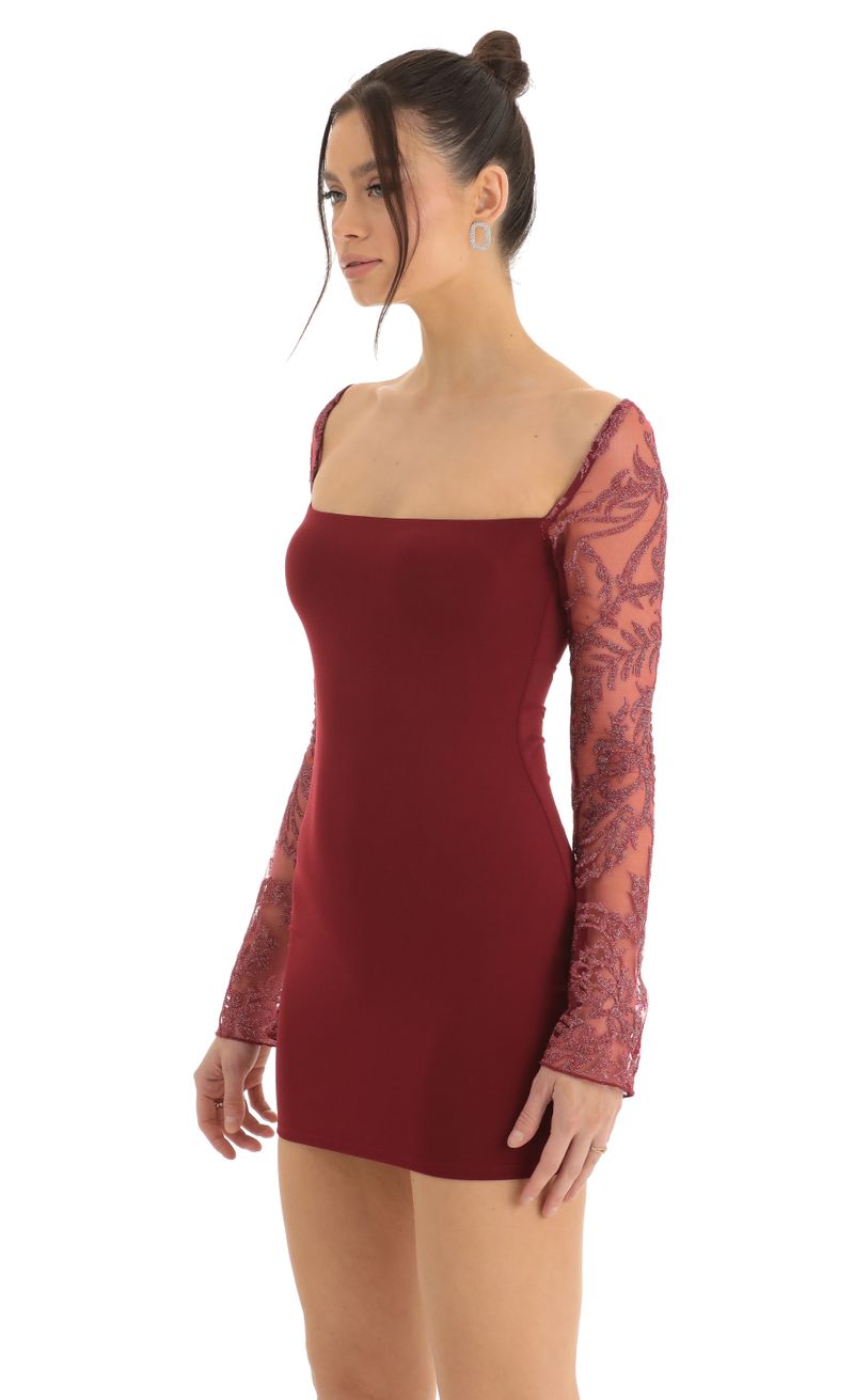 Picture Paola Tulle Embroidered Long Sleeve Bodycon Dress in Red. Source: https://media.lucyinthesky.com/data/Dec22/800xAUTO/1e8f7c54-55a6-44d1-b213-a991e75ad591.jpg