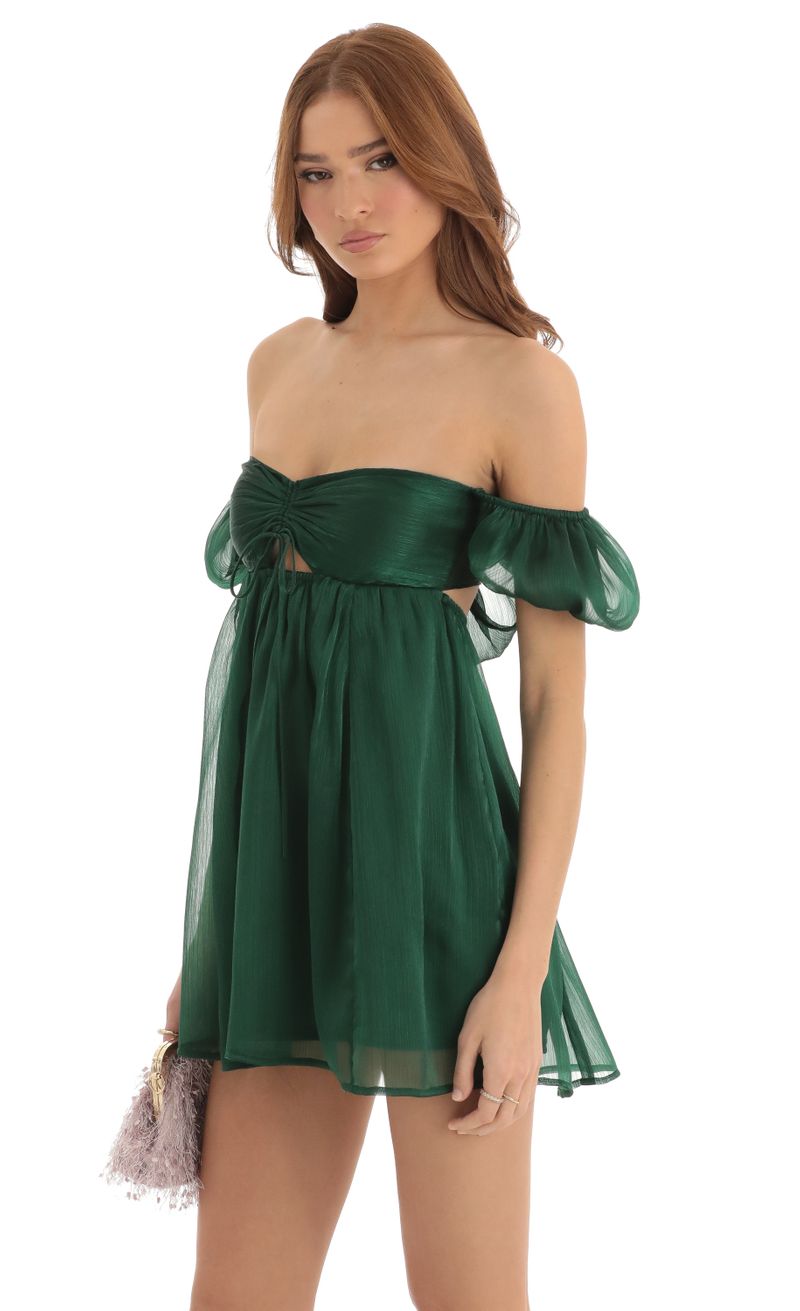 Picture Elexia Puff Sleeve Baby Doll Dress in Green. Source: https://media.lucyinthesky.com/data/Dec22/800xAUTO/31b4e268-8cd9-4865-b3ce-a1d935e9a57d.jpg