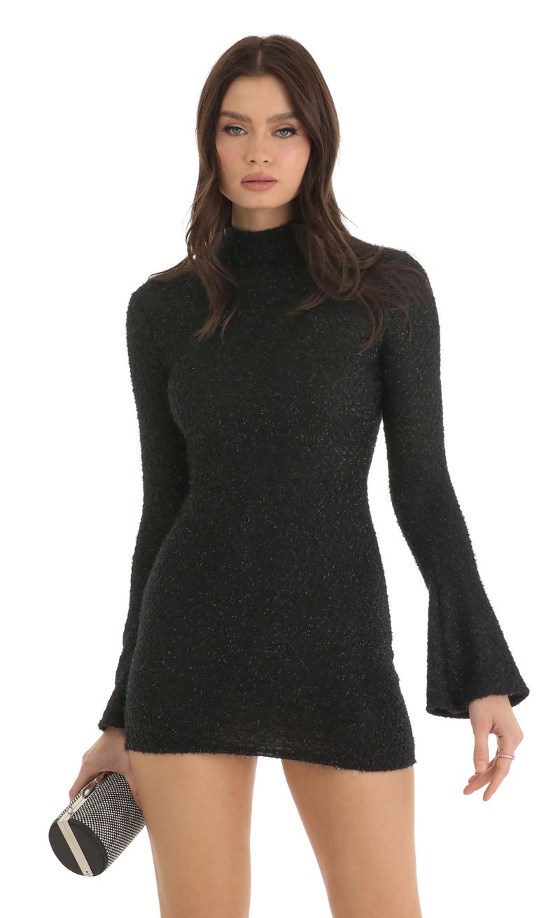 Picture Trixie Eyelash Mock Neck Dress in Black. Source: https://media.lucyinthesky.com/data/Dec22/800xAUTO/48630248-8572-482c-a863-c5d581bed2bc.jpg