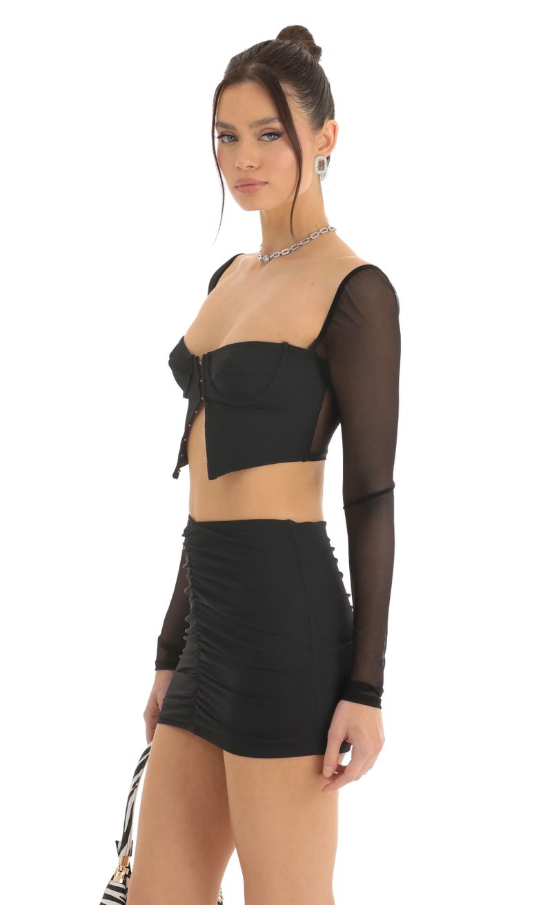 Picture Nadine Mesh Two Piece Skirt Set in Black. Source: https://media.lucyinthesky.com/data/Dec22/800xAUTO/78746665-1575-4c2c-bde3-23b229105273.jpg